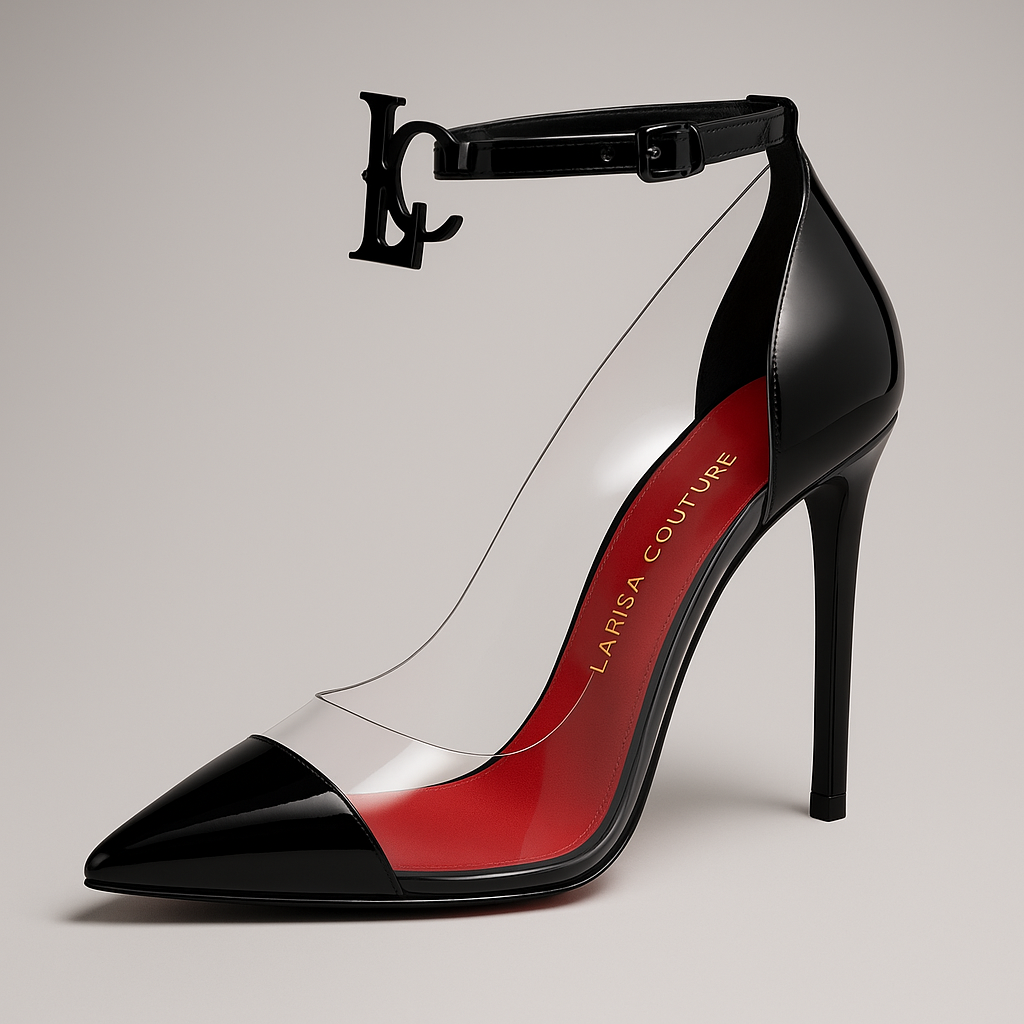 Larisa Couture-Black Crystal Strap Heels